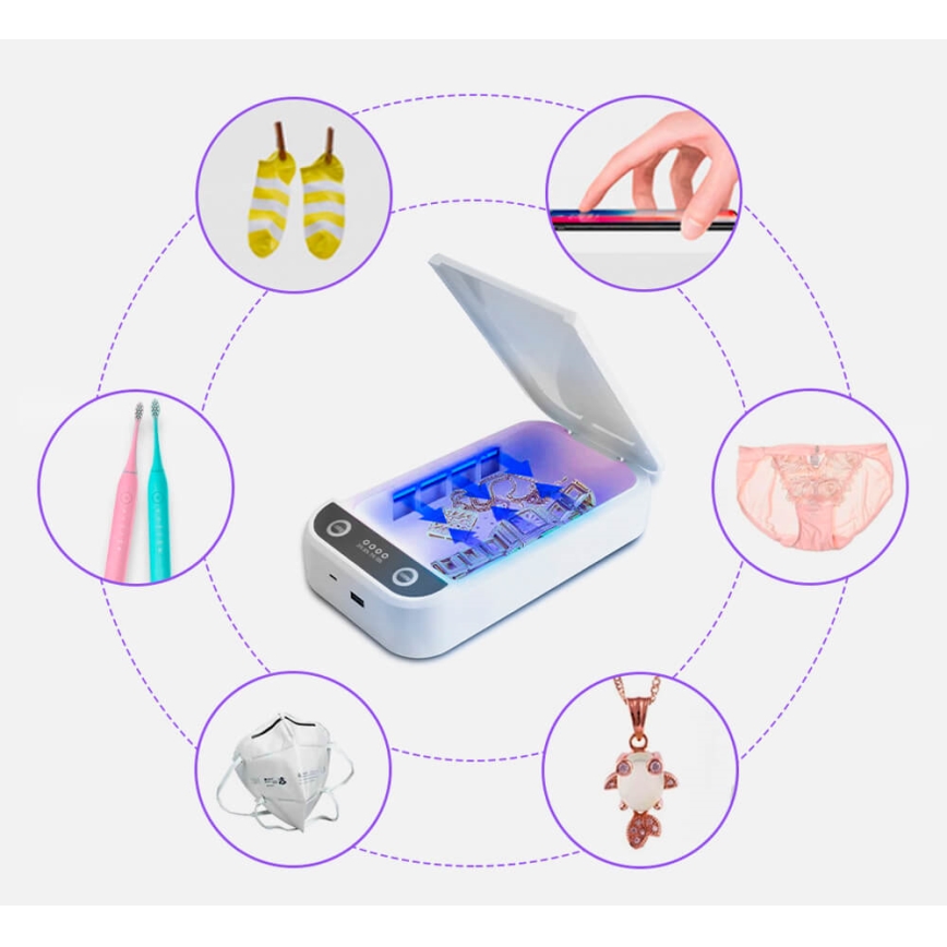 UVC Sterilizator za maske i sitne predmete Qi punjenje/9W/5V bijela