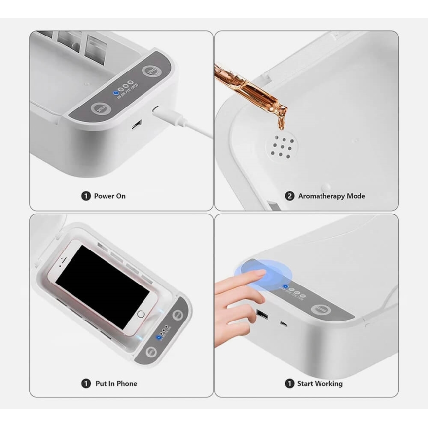 UVC Sterilizator za maske i sitne predmete Qi punjenje/9W/5V bijela