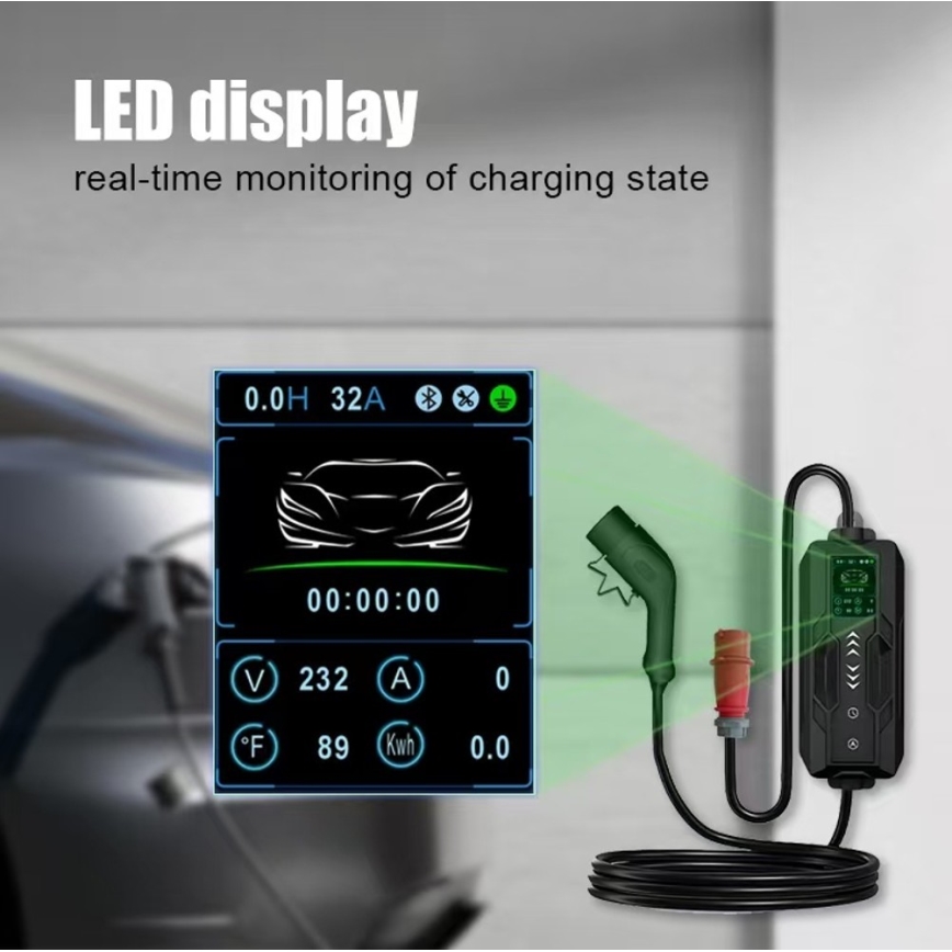 Immax - Stanica za punjenje za električne automobile (EV), AC Type 2, 16 A/380 V + utikač 230 V, 3,7 kW, 5 m, Tuya