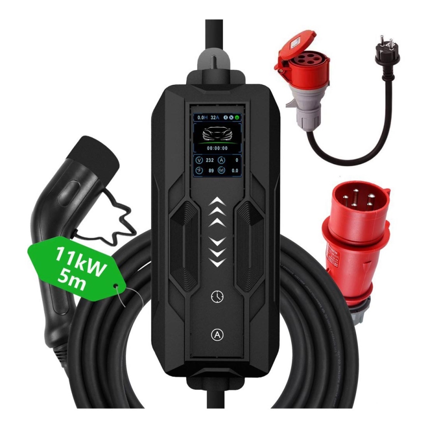 Immax - Stanica za punjenje za električne automobile (EV), AC Type 2, 16 A/380 V + utikač 230 V, 3,7 kW, 5 m, Tuya