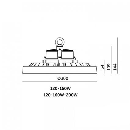 LED stropno industrijsko svjetlo RIO PRO HIGHBAY LED/120/160W/230V 4000/5000/6000K IP66