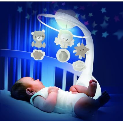 Infantino - Glazbeni vrtuljak za krevetić 3u1 s melodijom 3xAAA smeđa