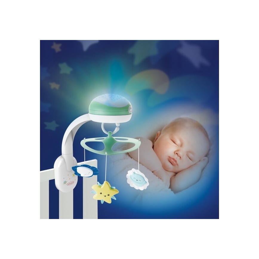 Infantino - Glazbeni vrtuljak za krevetić 3u1 s melodijom 3xAA zelena