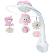 Infantino - Vrtuljak za krevetić s melodijama 3u1 3xAAA ružičasta
