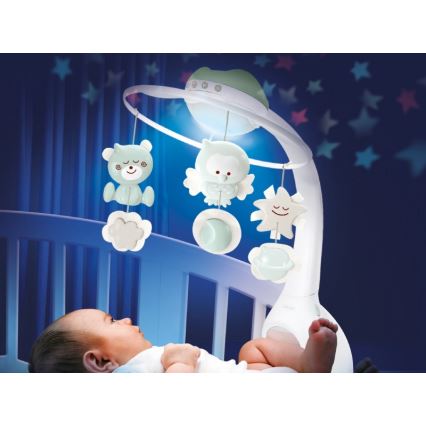 Infantino - Vrtuljak za krevetić s melodijama i projektorom 3u1 3xAAA zelena