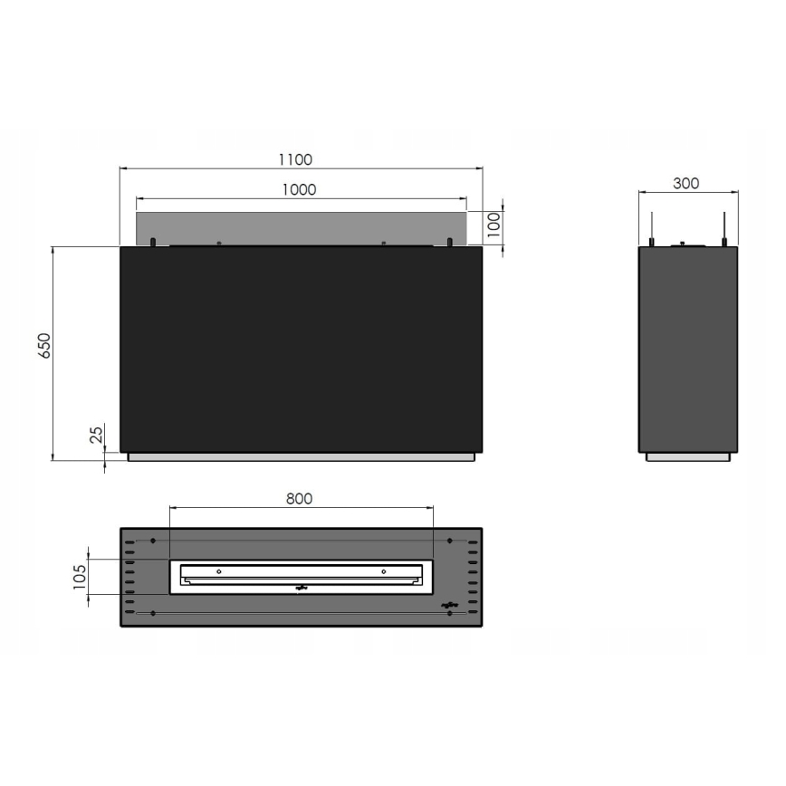 InFire - BIO kamin 110x65 cm 3,5kW crna