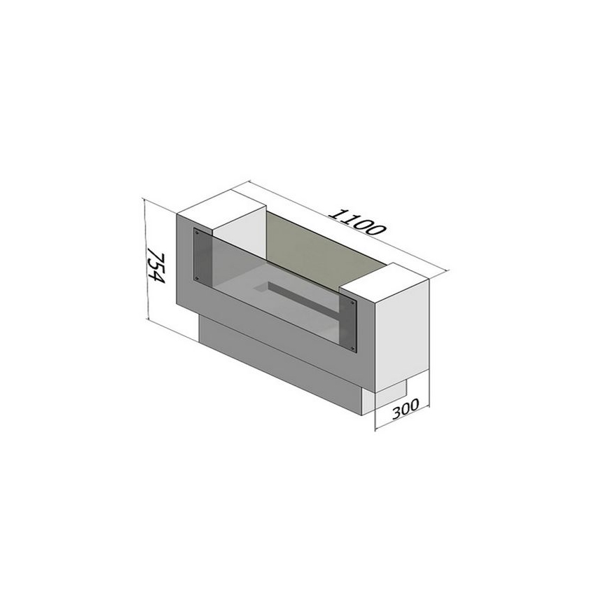 InFire - BIO kamin 110x75 cm 3kW dvostrani
