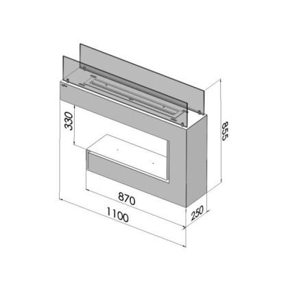 InFire - BIO kamin 110x85,5 cm 3kW bijela