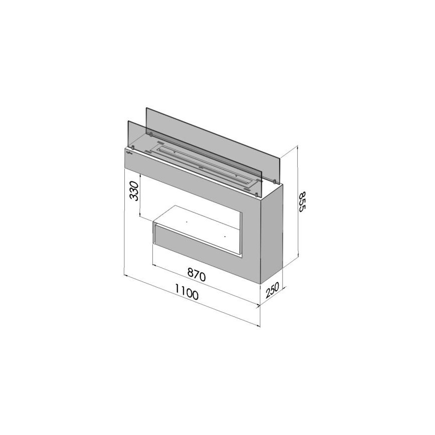InFire - BIO kamin 110x85,5 cm 3kW bijela
