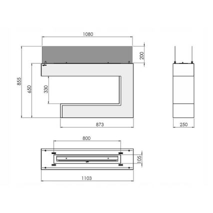 InFire - BIO kamin 110x85,5 cm 3kW bijela