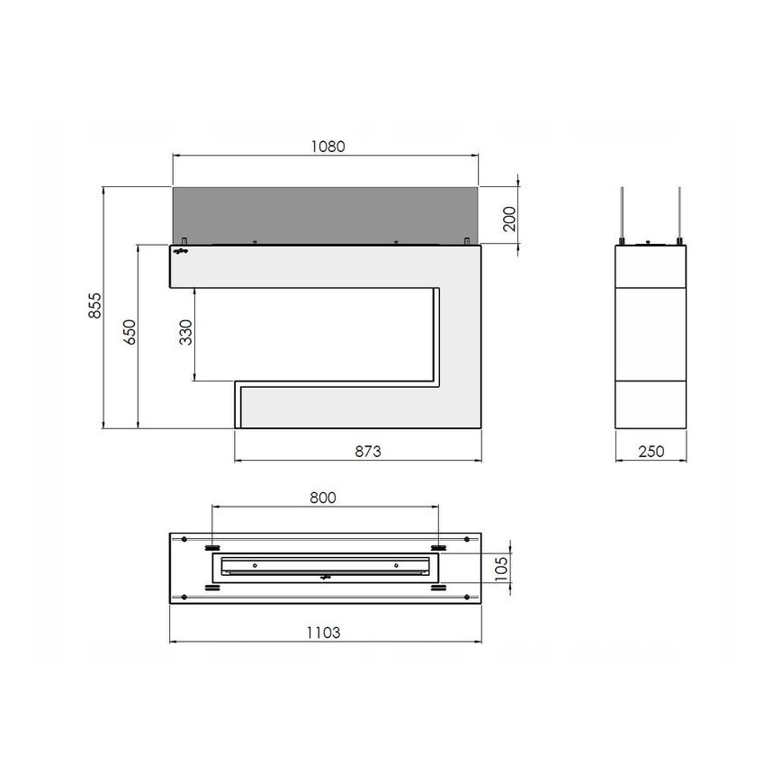 InFire - BIO kamin 110x85,5 cm 3kW bijela