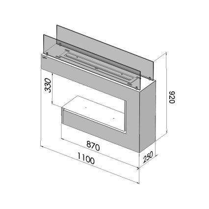 InFire - BIO kamin 110x92 cm 3kW crna