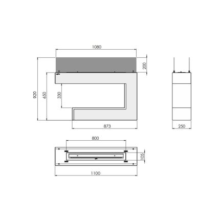 InFire - BIO kamin 110x92 cm 3kW crna