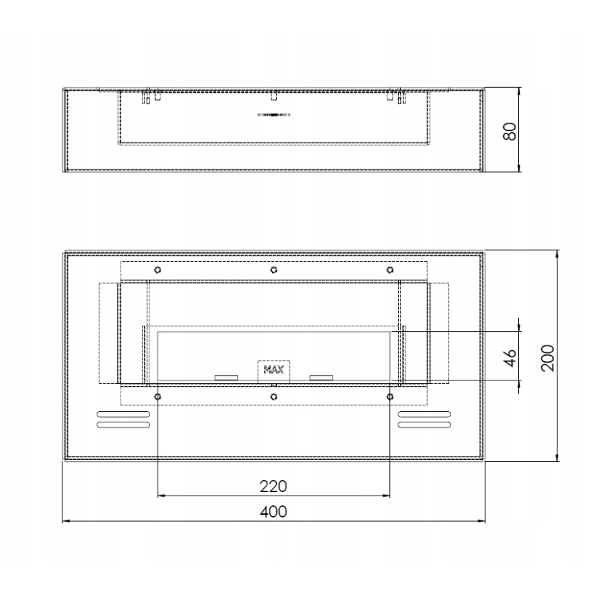 InFire - BIO kamin 8x40 cm 3kW crna