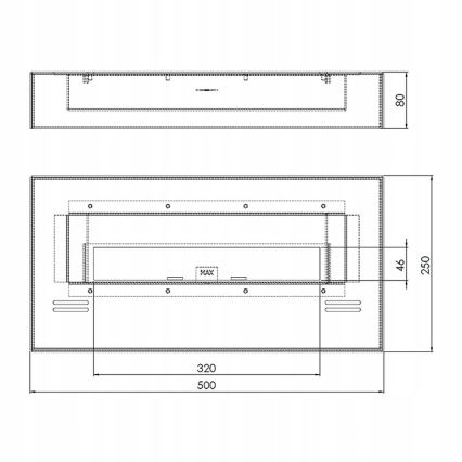 InFire - BIO kamin 8x50 cm 3kW crna