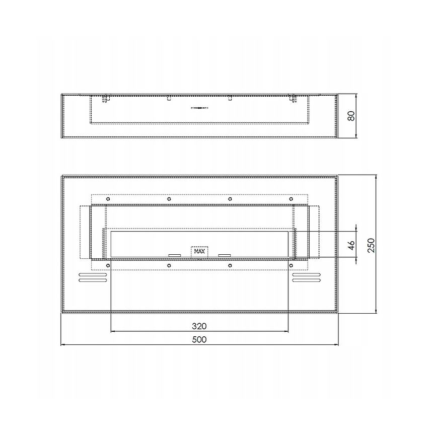 InFire - BIO kamin 8x50 cm 3kW crna