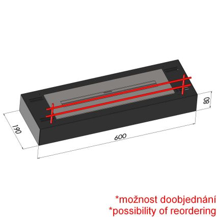 InFire - BIO kamin 8x60 cm 3kW crna