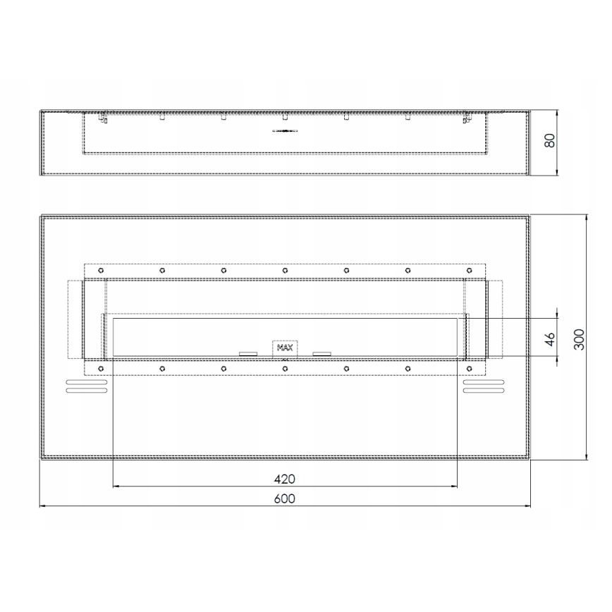 InFire - BIO kamin 8x60 cm 3kW crna
