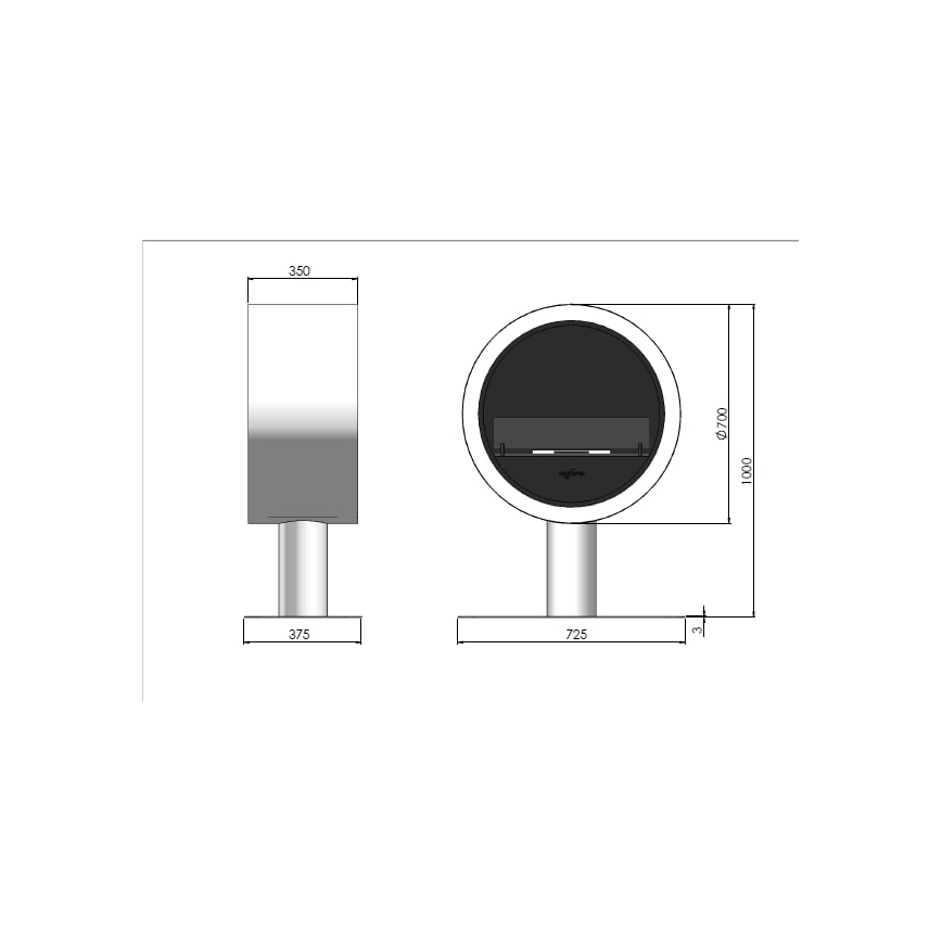 InFire - BIO kamin pr. 72,5 cm 3kW bijela