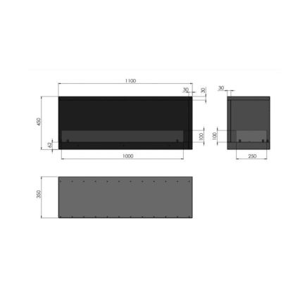 InFire - Kutni BIO kamin 110x45 cm 3kW crna