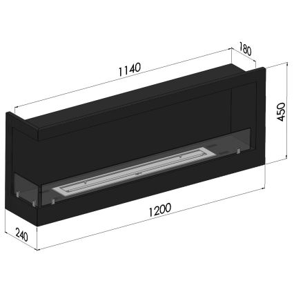 InFire - Kutni BIO kamin 45x120 cm 3kW crna