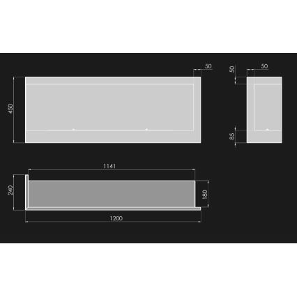 InFire - Kutni BIO kamin 45x120 cm 3kW crna