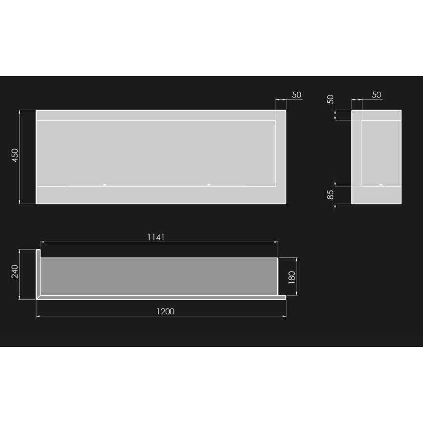InFire - Kutni BIO kamin 45x120 cm 3kW crna