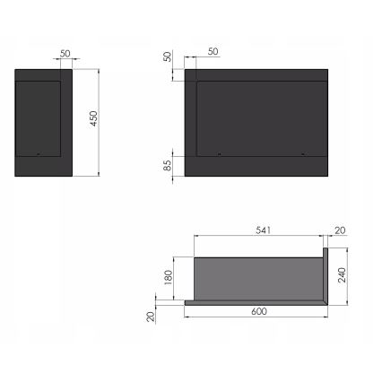 InFire - Kutni BIO kamin 45x60 cm 3kW crna