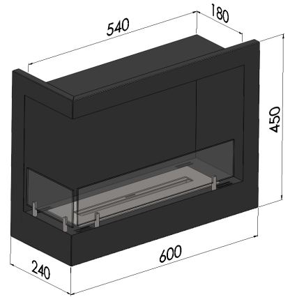 InFire - Kutni BIO kamin 45x60 cm 3kW crna