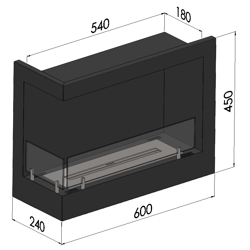 InFire - Kutni BIO kamin 45x60 cm 3kW crna