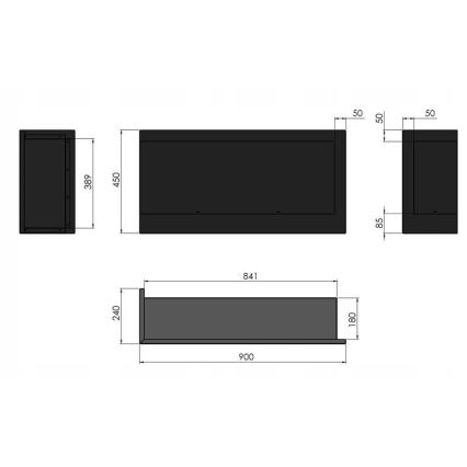 InFire - Kutni BIO kamin 45x90 cm 3kW crna