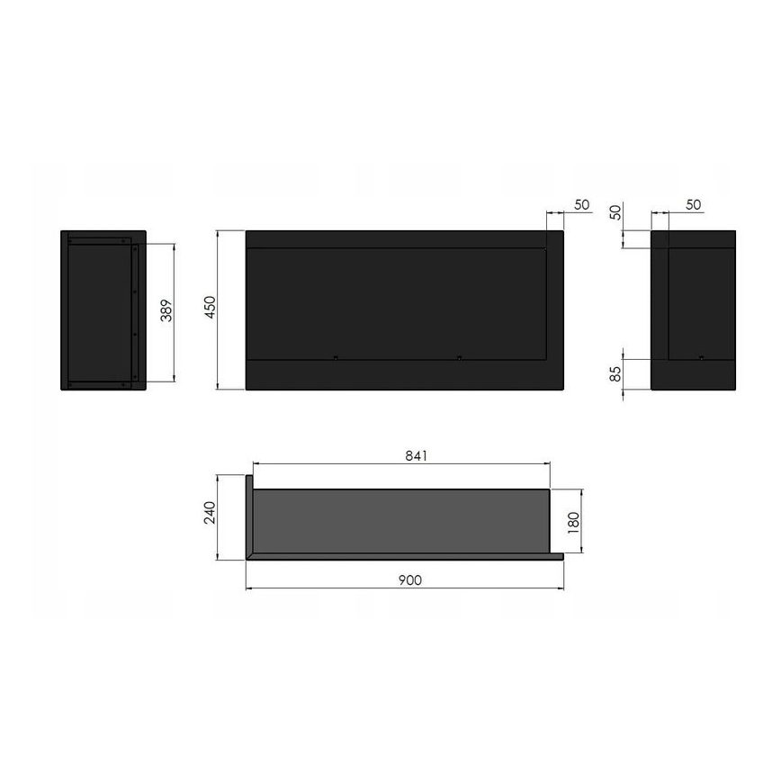 InFire - Kutni BIO kamin 45x90 cm 3kW crna
