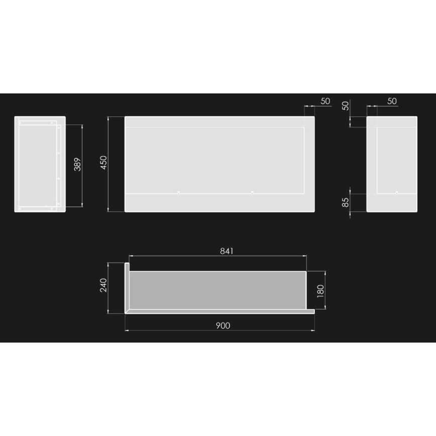 InFire - Kutni BIO kamin 45x90 cm 3kW crna