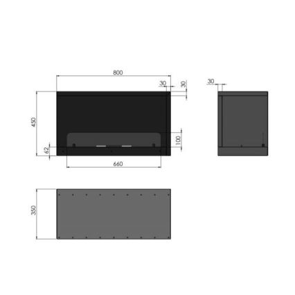 InFire - Kutni BIO kamin 80x45 cm 3kW crna