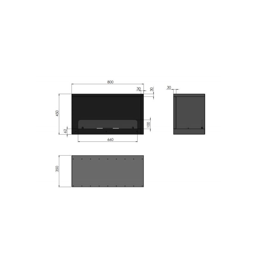 InFire - Kutni BIO kamin 80x45 cm 3kW crna