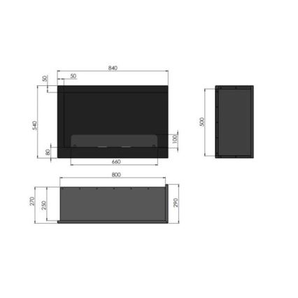 InFire - Kutni BIO kamin 84x54 cm 3kW crna