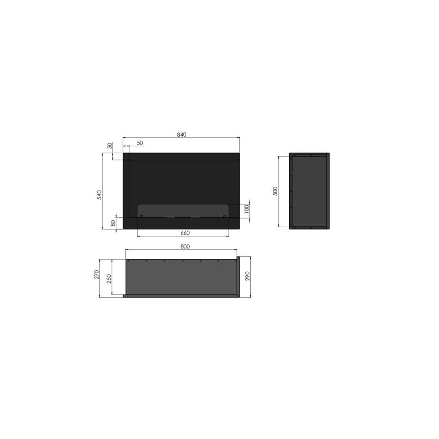 InFire - Kutni BIO kamin 84x54 cm 3kW crna