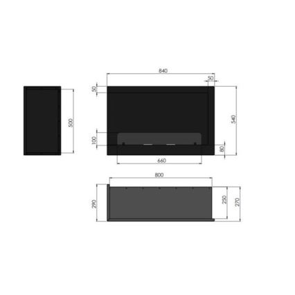 InFire - Kutni BIO kamin 84x54 cm 3kW crna