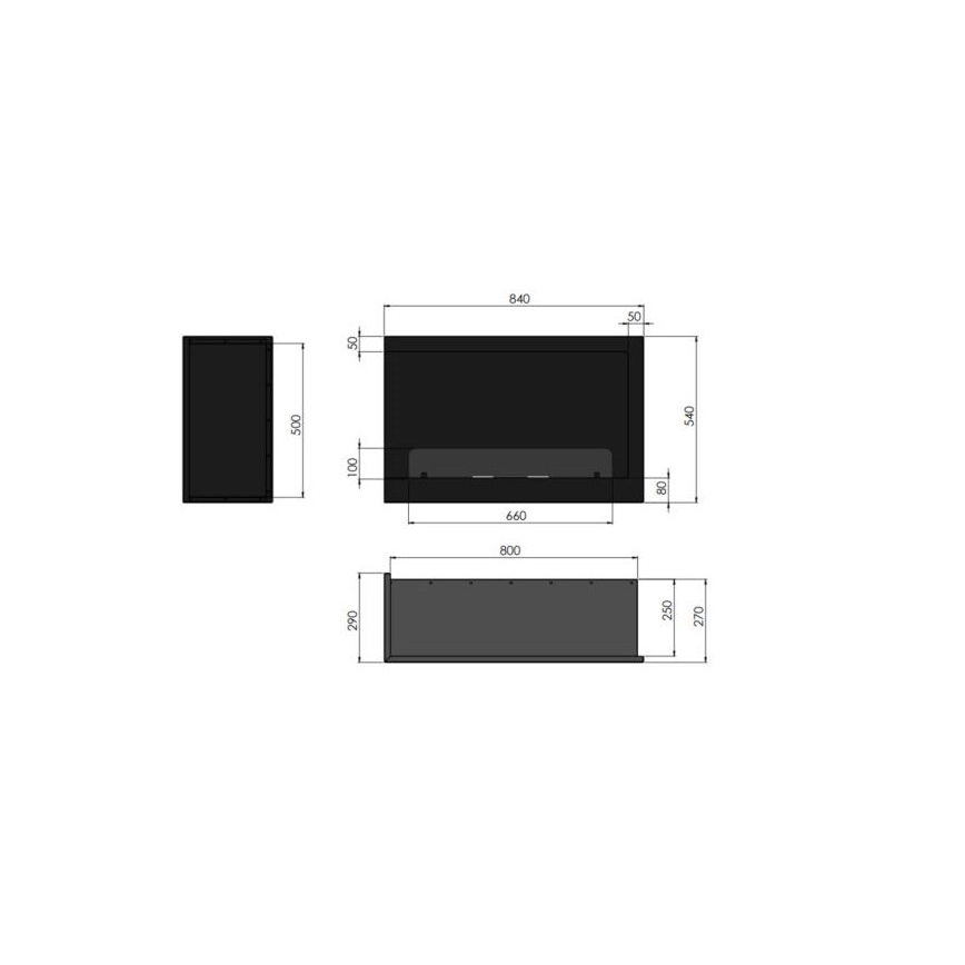 InFire - Kutni BIO kamin 84x54 cm 3kW crna
