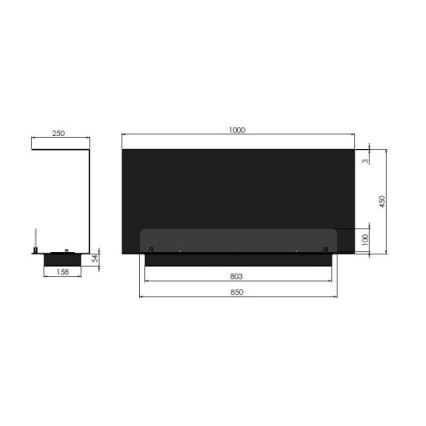 InFire - Ugradbeni BIO kamin 100x45 cm 3kW crna