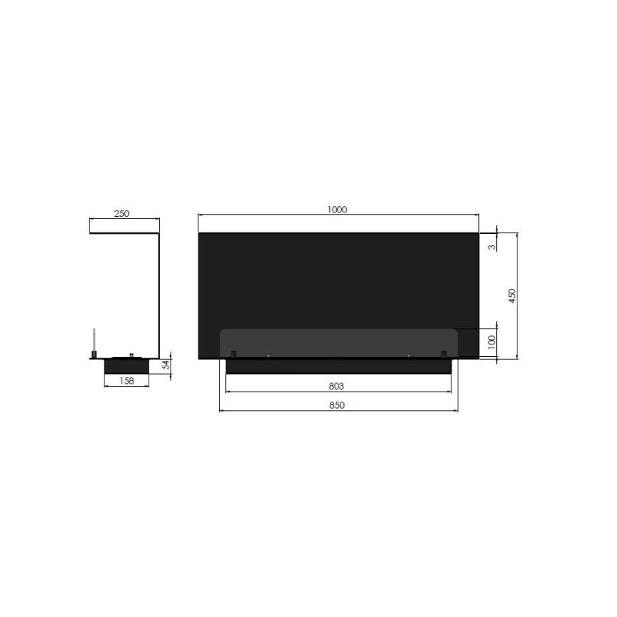 InFire - Ugradbeni BIO kamin 100x45 cm 3kW crna