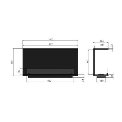 InFire - Ugradbeni BIO kamin 100x50 cm 3kW crna