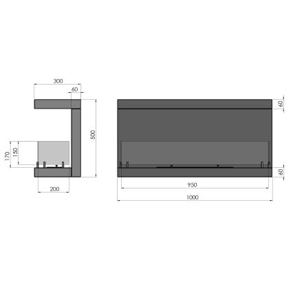 InFire - Ugradbeni BIO kamin 100x50 cm 3kW crna