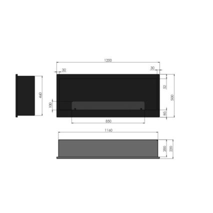 InFire - Ugradbeni BIO kamin 120x50 cm 3kW crna