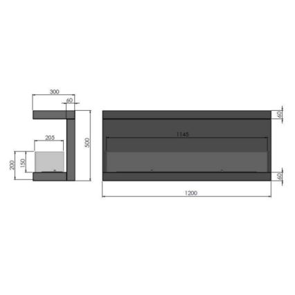 InFire - Ugradbeni BIO kamin 120x50 cm 5kW crna