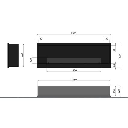 InFire - Ugradbeni BIO kamin 150x50 cm 4,2kW crna