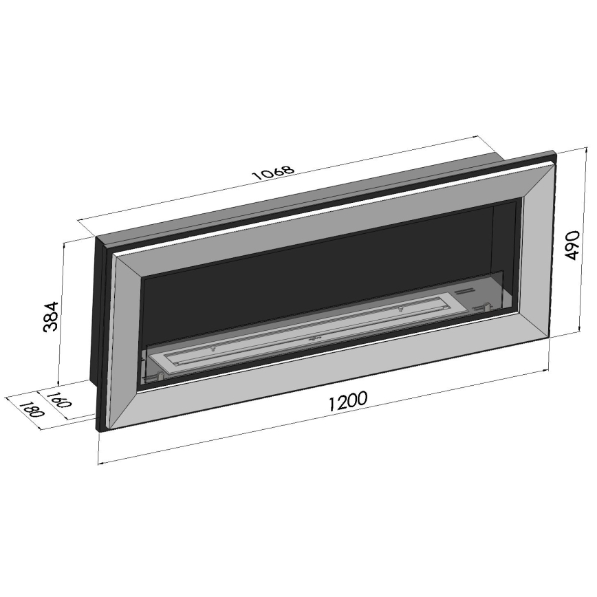 InFire - Ugradbeni BIO kamin 49x120 cm 3kW crna