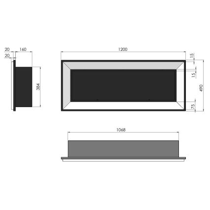 InFire - Ugradbeni BIO kamin 49x120 cm 3kW crna