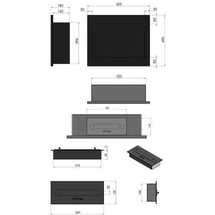 InFire - Ugradbeni BIO kamin 49x60 cm 3kW crna