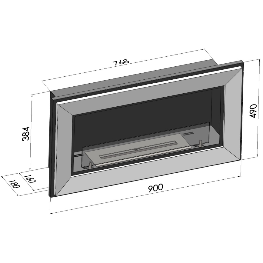 InFire - Ugradbeni BIO kamin 49x90 cm 3kW crna